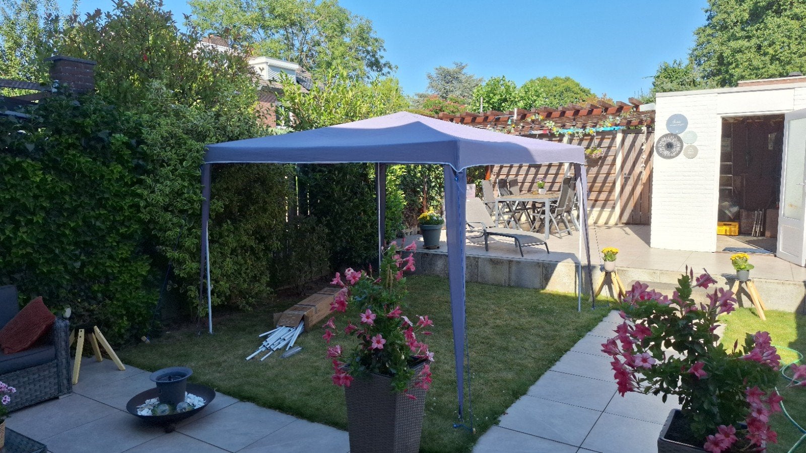 Partytent / Paviljoen - Grijs -stof- 3x3 mtr - extra buizen, Ophalen, Opvouwbaar, Partytent, Minder dan 4 meter