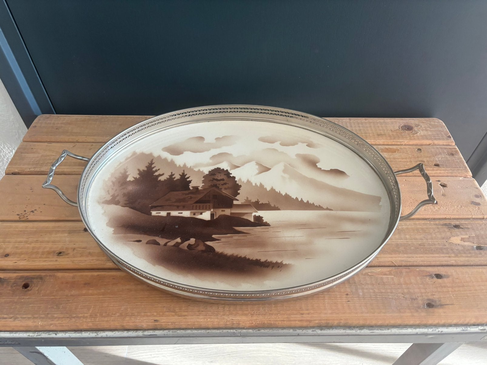 Prachtig porceleinen dienblad, Antiek en Kunst, Antiek | Schalen, Ophalen of Verzenden
