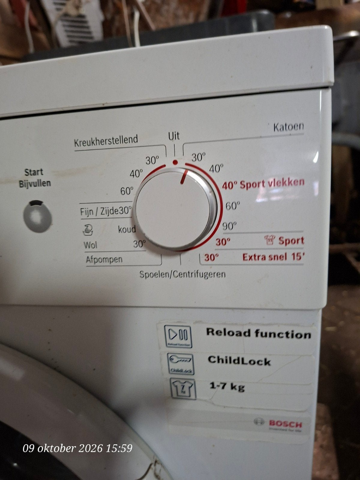Bosch Maxx 7 SportsEdition Wasmachine - 7 kg, Witgoed en Apparatuur, Gebruikt, Ophalen of Verzenden, Voorlader, Kort programma