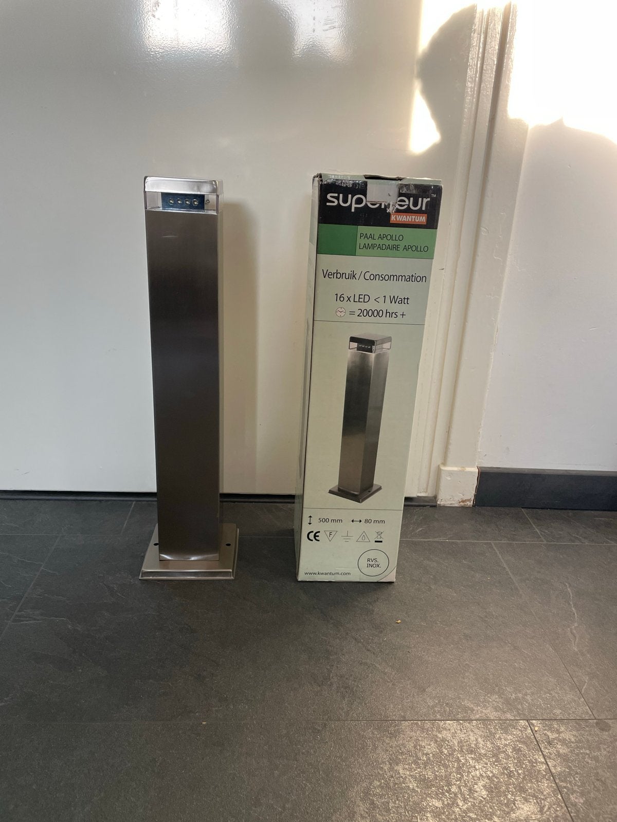 Nieuwe Superieur Kwantum Paal Apollo Tuinlamp RVS LED, Minder dan 50 watt, Staande lamp, Nieuw, Ophalen of Verzenden
