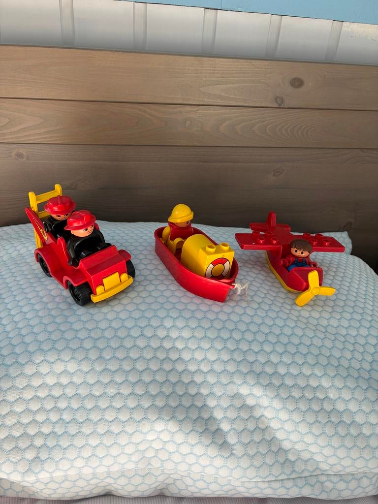 Duplo vluegtuig brandweer en bootje, Ophalen of Verzenden, Gebruikt, Overige merken