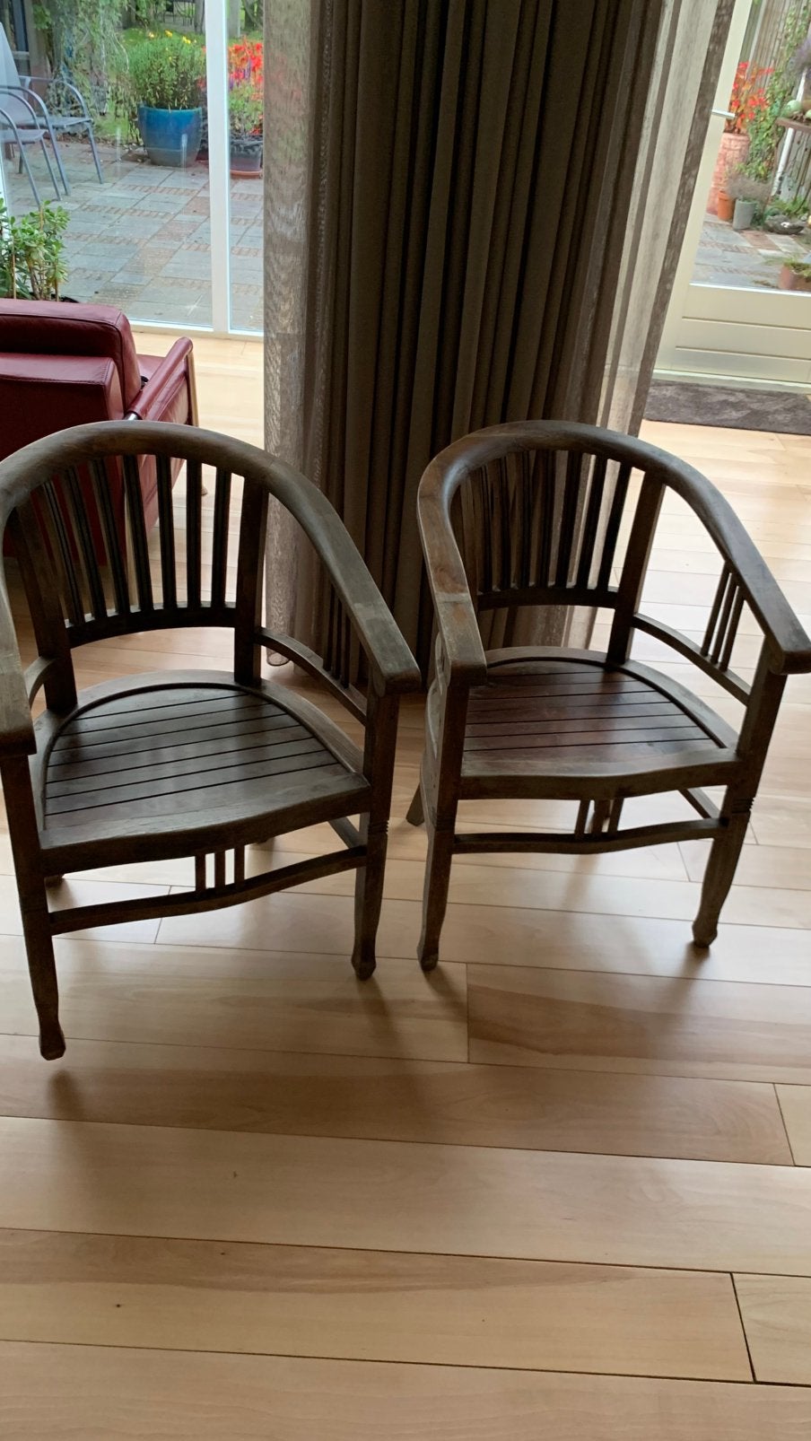Houten stoelen, Gebruikt, Twee, Bruin, Hout