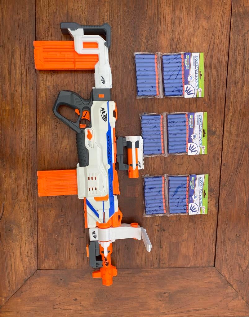 Nerf Modulus Regulator met 60 extra pijltjes, Ophalen of Verzenden, Zo goed als nieuw