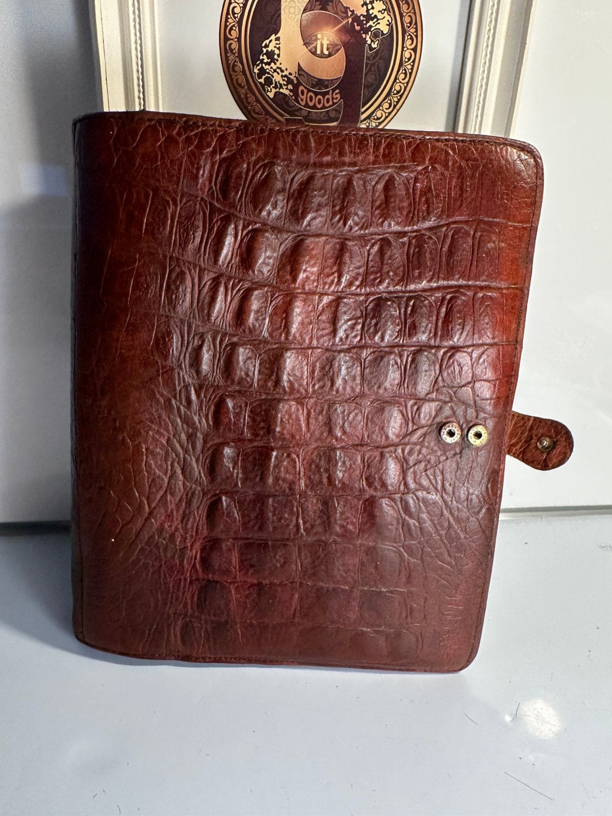 Mulberry A5 Leren Organizer Croco Wide Rings Bruin Zeldzaam, Diversen, Agenda's, Ophalen of Verzenden, Zo goed als nieuw