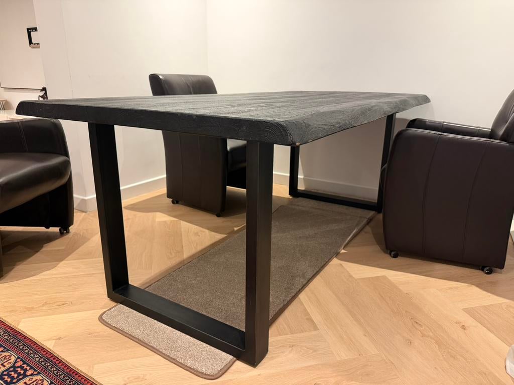 Zitmaxx eettafel 200x100 met 5 stoelen van leer, Ophalen, 200 cm of meer, 50 tot 100 cm, Zo goed als nieuw