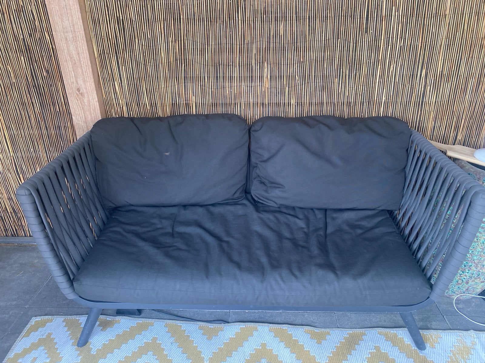 Antraciet lounge tuinbank in prima conditie, Overige materialen, Zo goed als nieuw, Loungeset, Bank