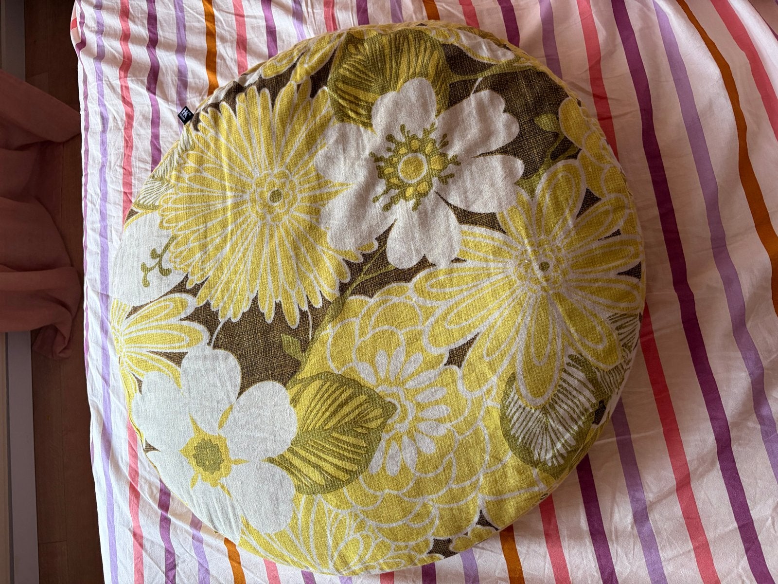 HKliving Rond Kussen Daisy - Vintage Bloemenpatroon, Overige merken, Meerkleurig, Met print, Rond