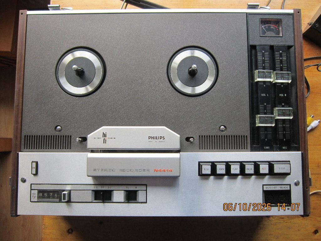 Philips N4414, Ophalen of Verzenden, Bandrecorder, Met stofkap