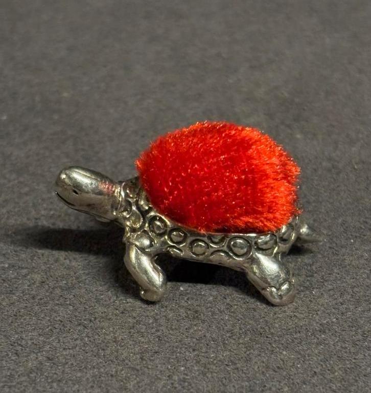 Schildpad speldenkussen zilver, Verzenden, Zilver