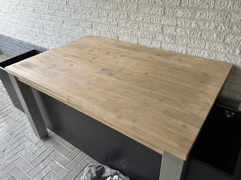 Stevige eettafel / werktafel – 140 x 90 cm, Ophalen, Gebruikt, 100 tot 150 cm, 50 tot 100 cm