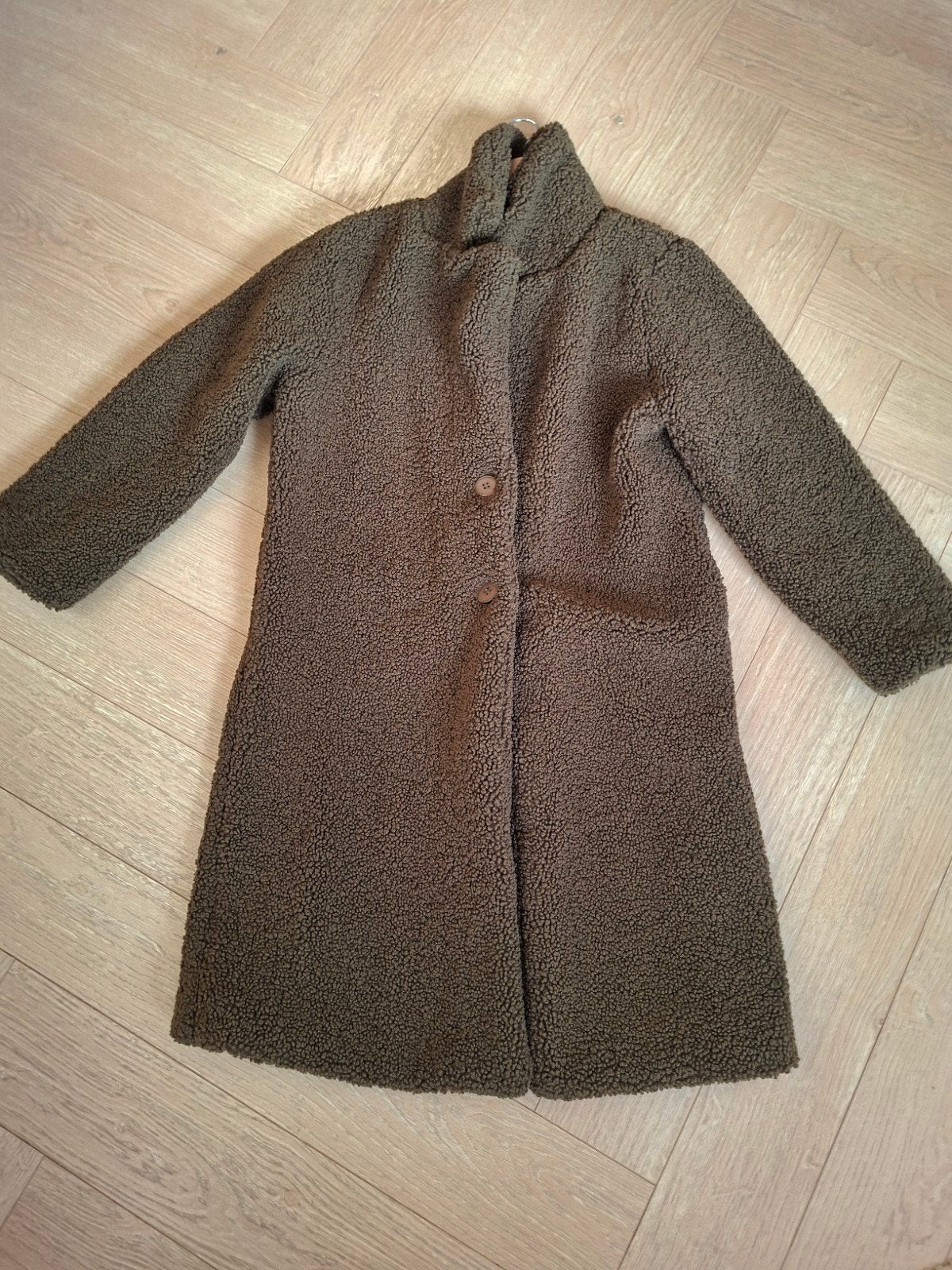 Bruine/groene teddy jas van JS Millennium, maat M, Bruin, JS Millennium, Zo goed als nieuw, Ophalen