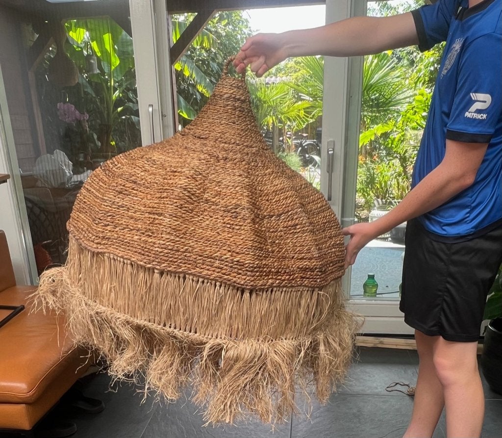 Lampenkap Bali bananenblad touw xl xxl Ibiza hanglamp boho, Verburgt Vintage, Oosters Boho Ibiza Bali indonesie strand, Natuurlijk materiaal