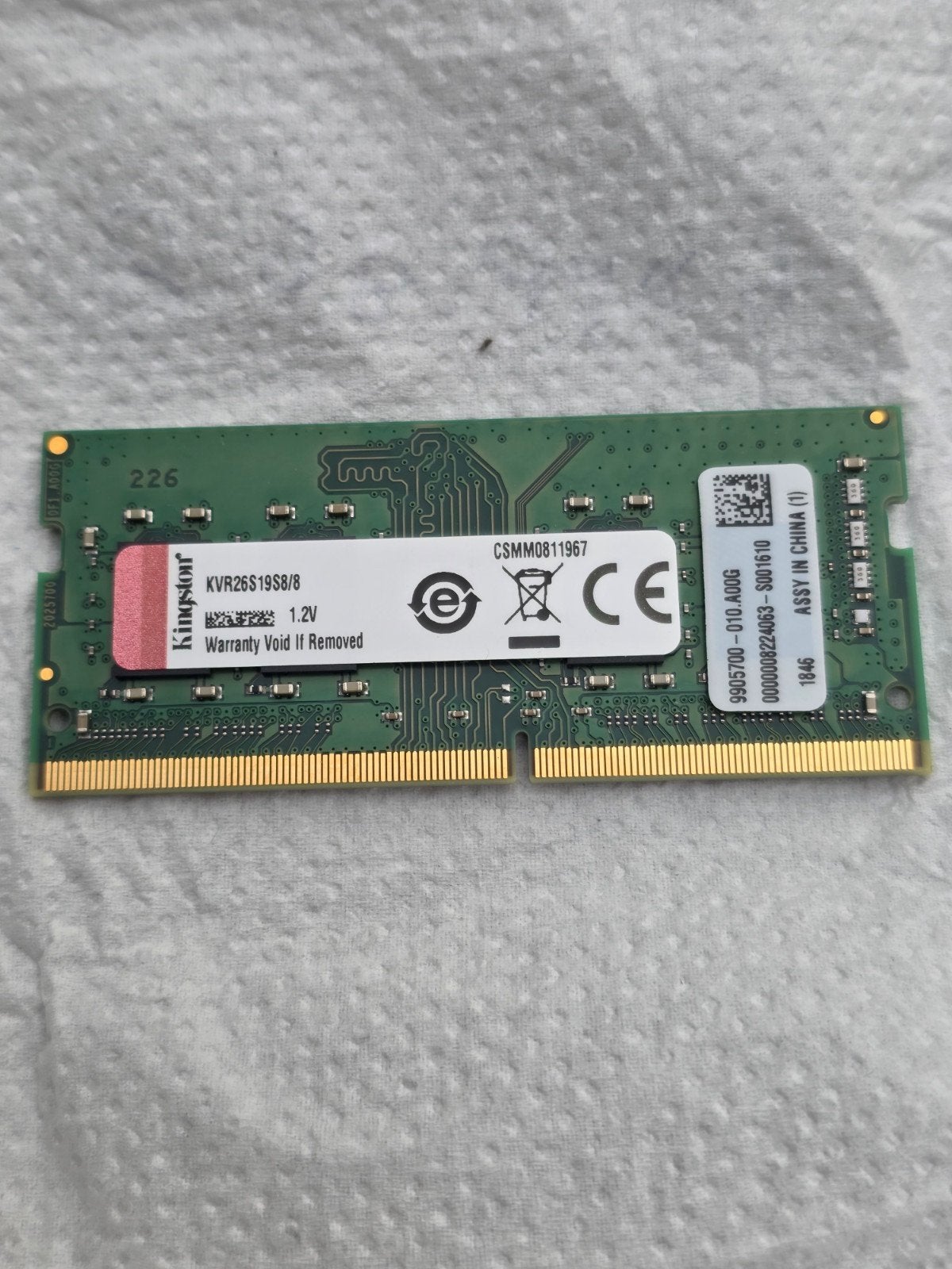 Kingston KVR26S19S8/8 8GB DDR4 Laptop RAM, Computers en Software, RAM geheugen, Zo goed als nieuw, Laptop, 8 GB, DDR4, Ophalen