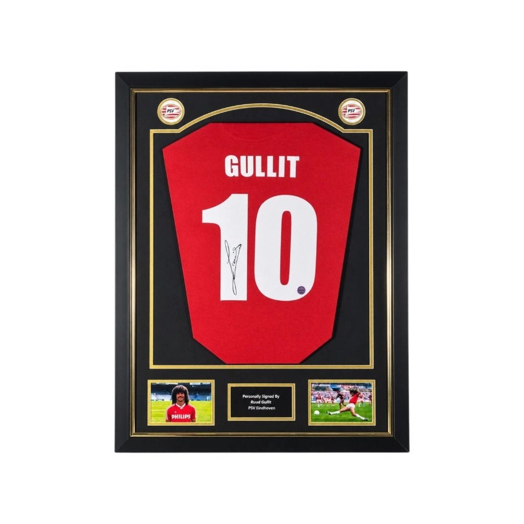 Ruud Gullit – gesigneerd PSV 1986 shirt Deluxe Frame, Verzamelen, Shirt, Nieuw, Ophalen of Verzenden, Sport Memorabilia Netherlands