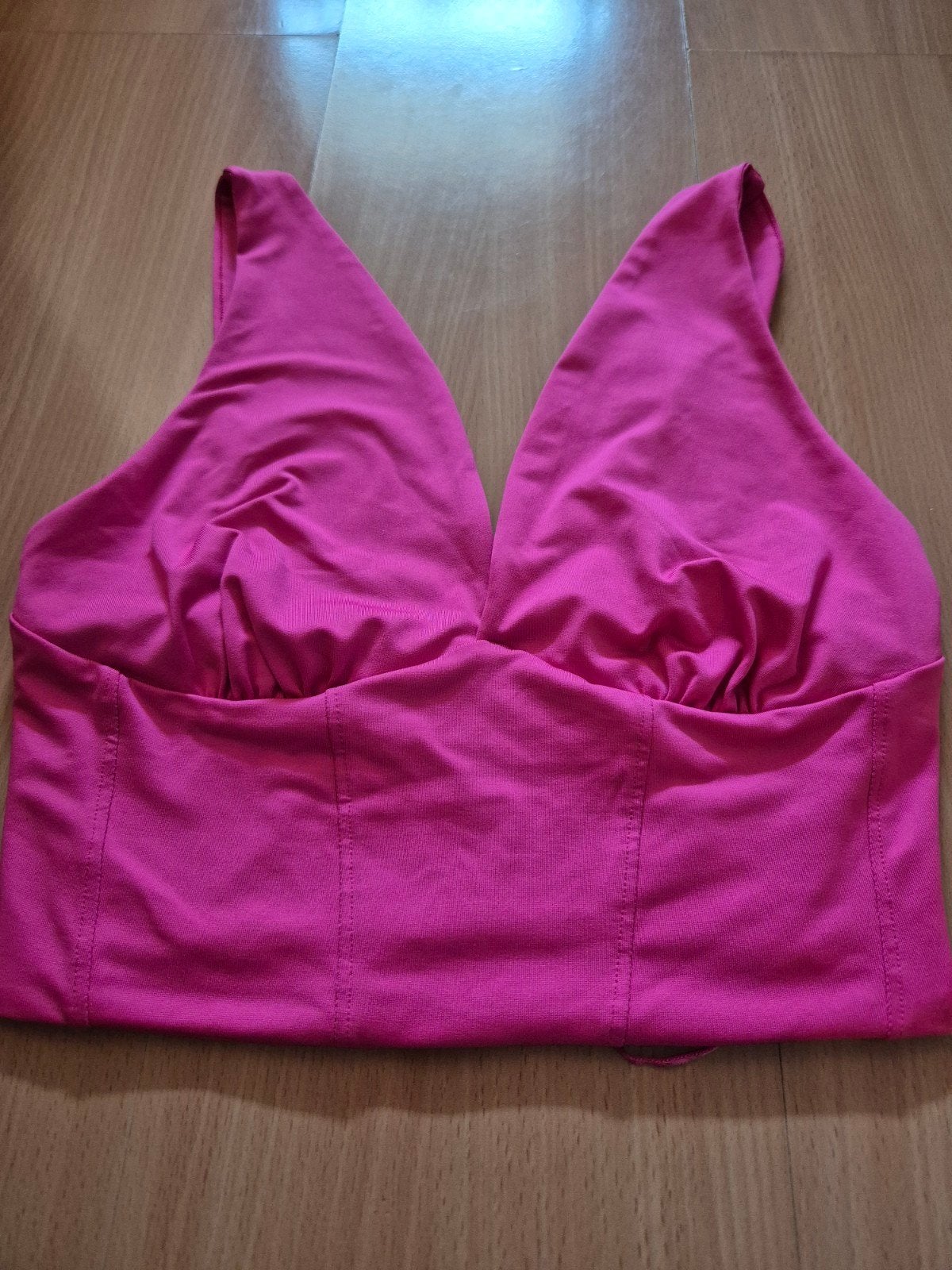 Roze haltertop met diepe V-hals, Ophalen of Verzenden, Roze, Onbekend, Zo goed als nieuw