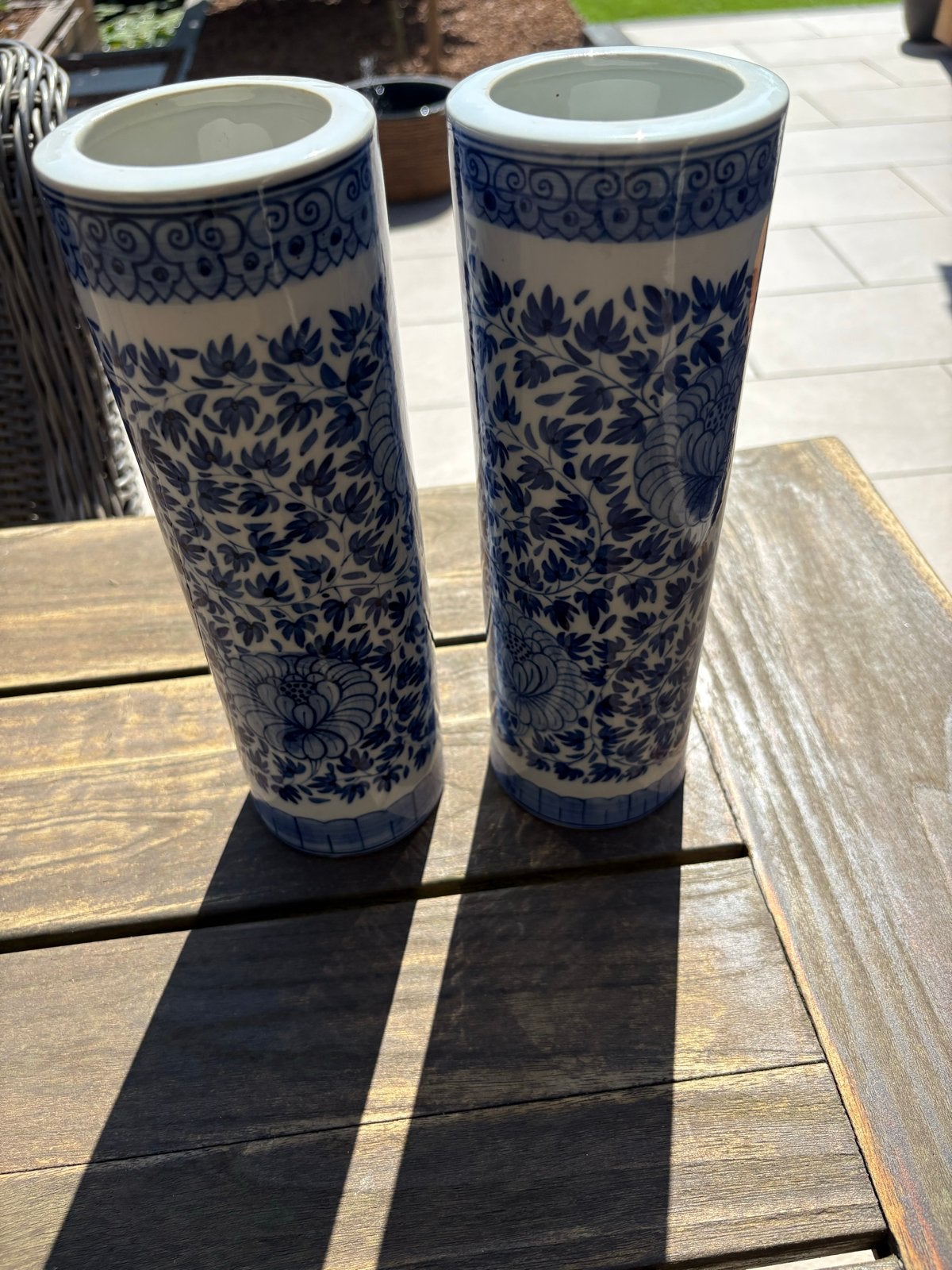 Set van 2 handgeschilderde Chinese vazen, blauw-wit, Ophalen