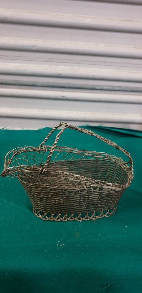 Wijnfles mand vintage brocante, geheel van draad metaal, Ophalen of Verzenden, 'T Olde Gre-j, Info@toldegrej.nl, Endepoelstraat 20f Didam