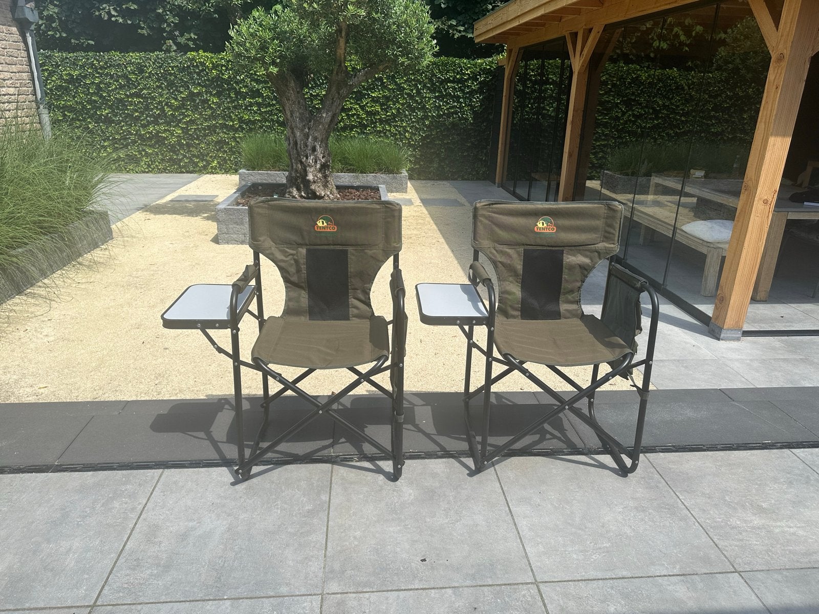 Tentco Campingstoel met Tafel - Groen, Ophalen, Zo goed als nieuw, Campingstoel