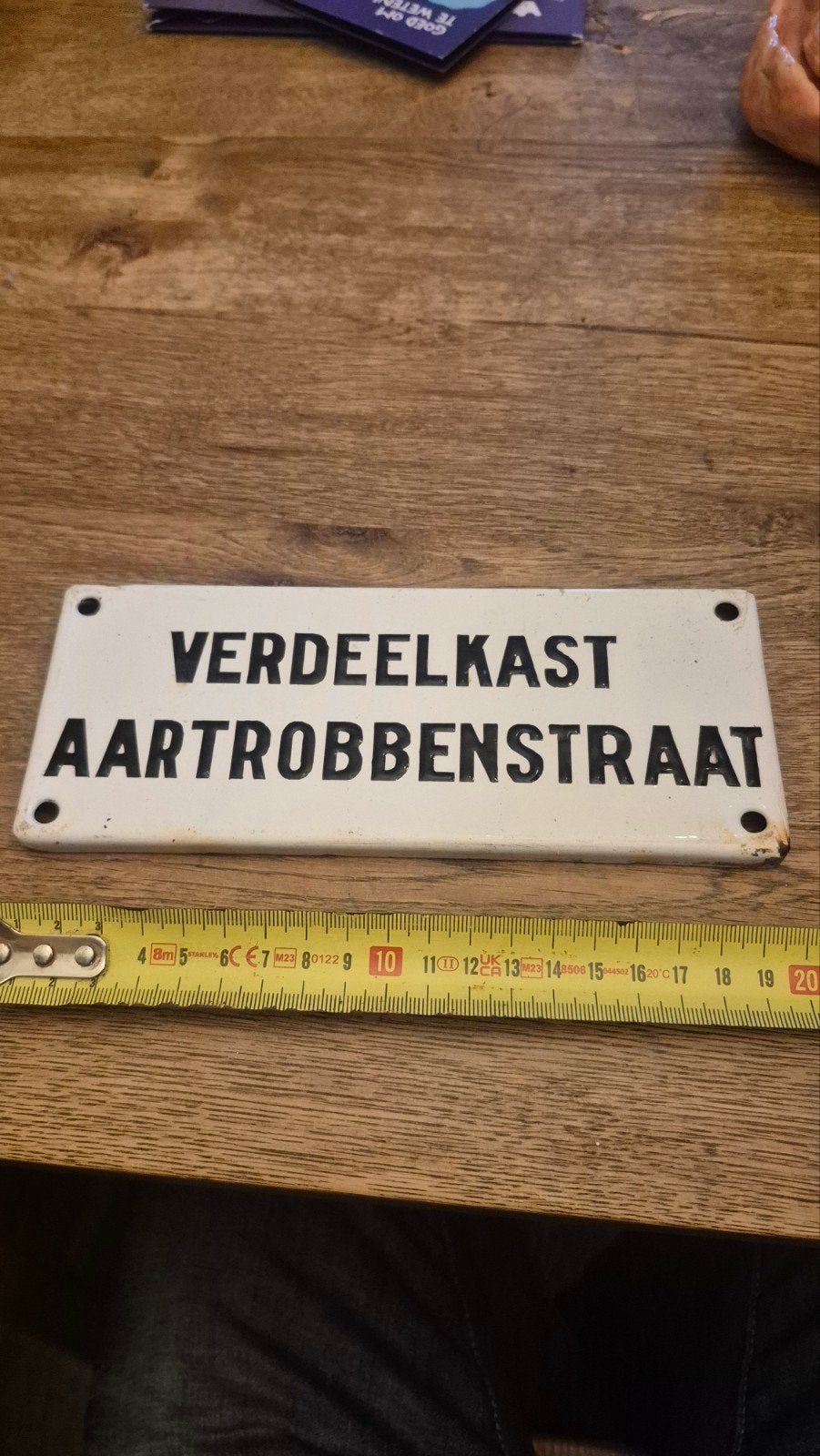 Emaille straatnaambord 'Verdeelkas Aartrobbenstraat', Ophalen of Verzenden