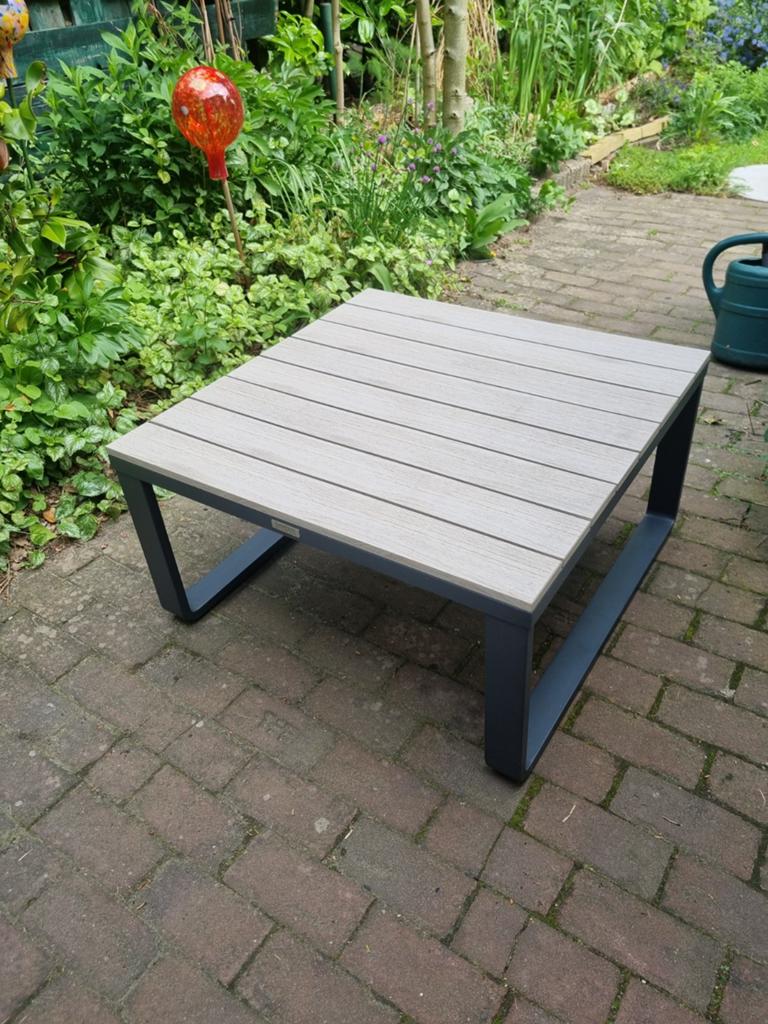 Tuintafel  lounge tafel 75 x 75 cm  allu met polywood, Ophalen, Zo goed als nieuw, Vierkant, Aluminium