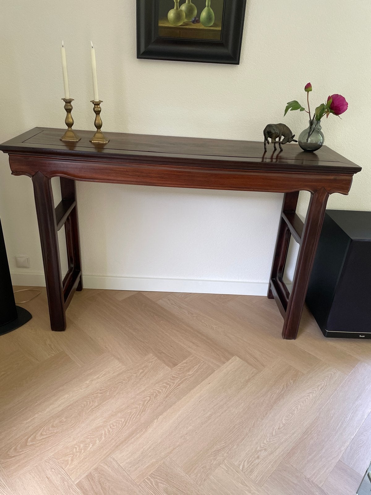 Antieke Chinese console tafel van donker hout, Ophalen