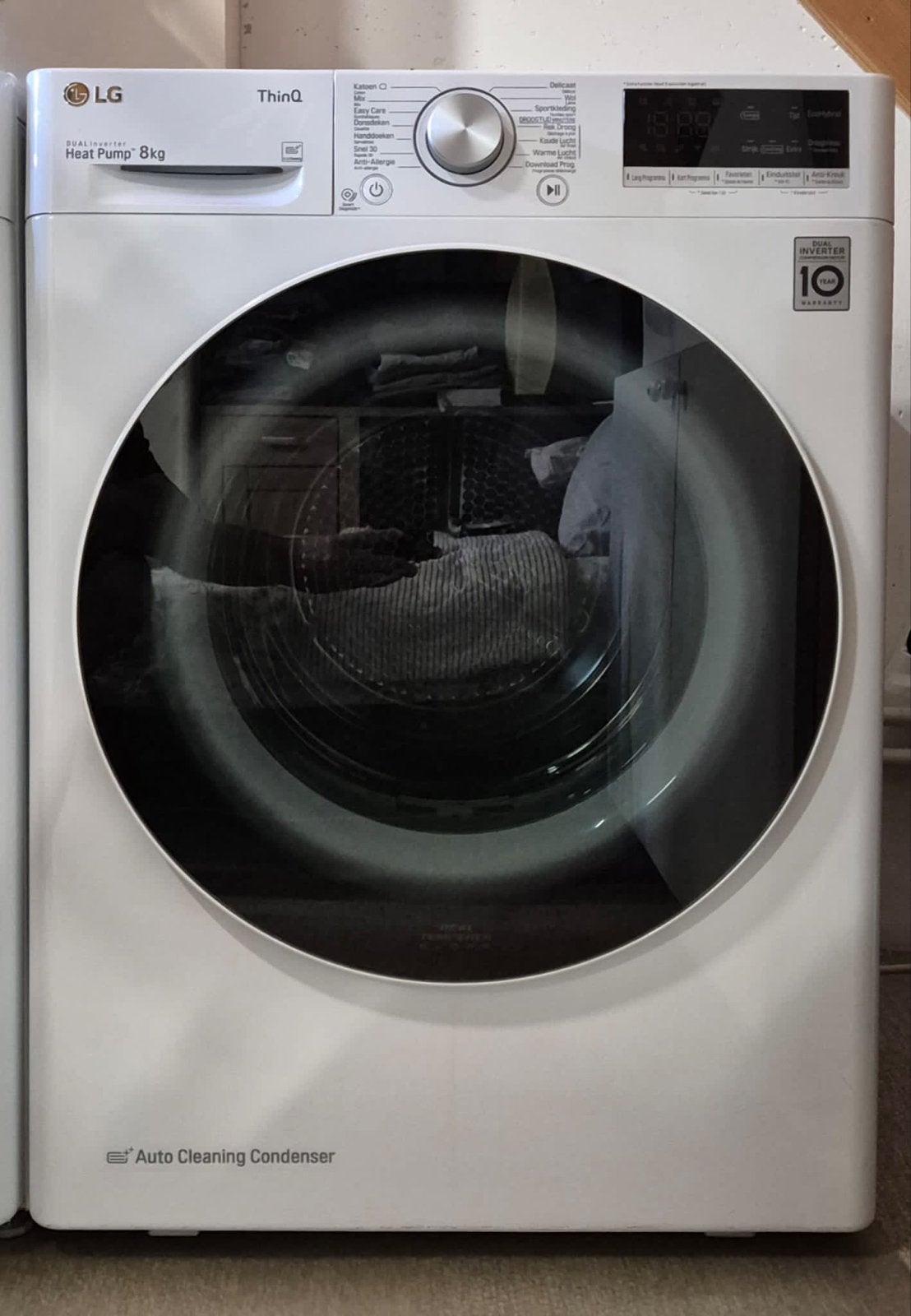 LG ThinQ Warmtepompdroger 8kg - RC80V9AV4Q, Ophalen, Gebruikt, 8 tot 10 kg, Voorlader