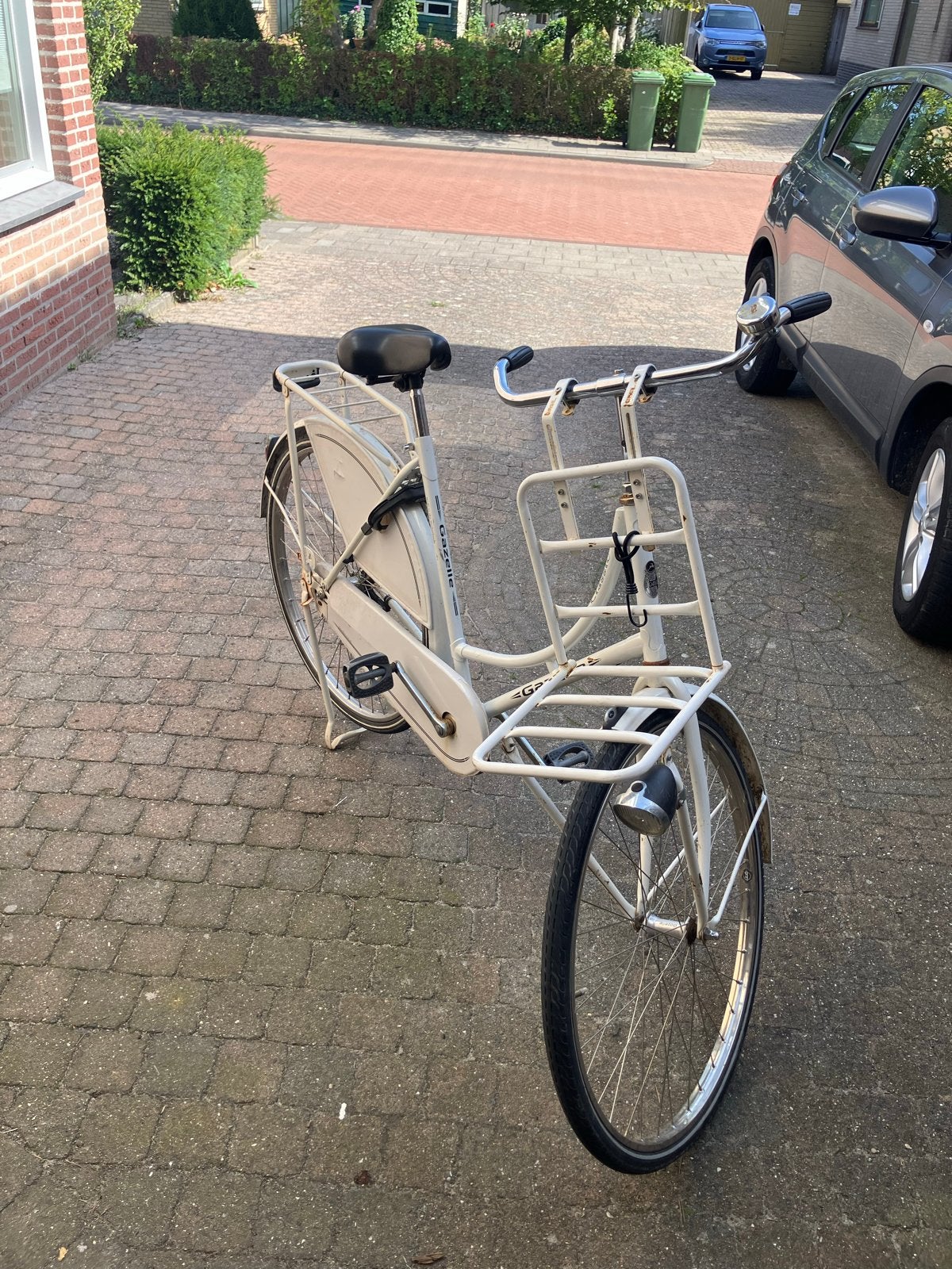 Gazelle omafiets met voordrager - wit, Terugtraprem, Ophalen of Verzenden, Gazelle, 53 tot 56 cm