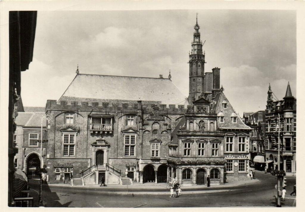 Raadhuis - Haarlem - volk fiets - ongelopen, Ophalen of Verzenden, 1940 tot 1960, Ongelopen, Noord-Holland