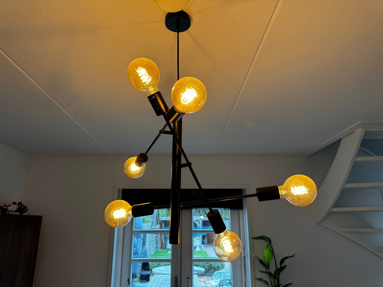 Zwarte Sputnik Hanglamp van Kwantum met 6 Lichtbronnen, Huis en Inrichting, Ophalen, Zo goed als nieuw, Metaal, E27 (groot)