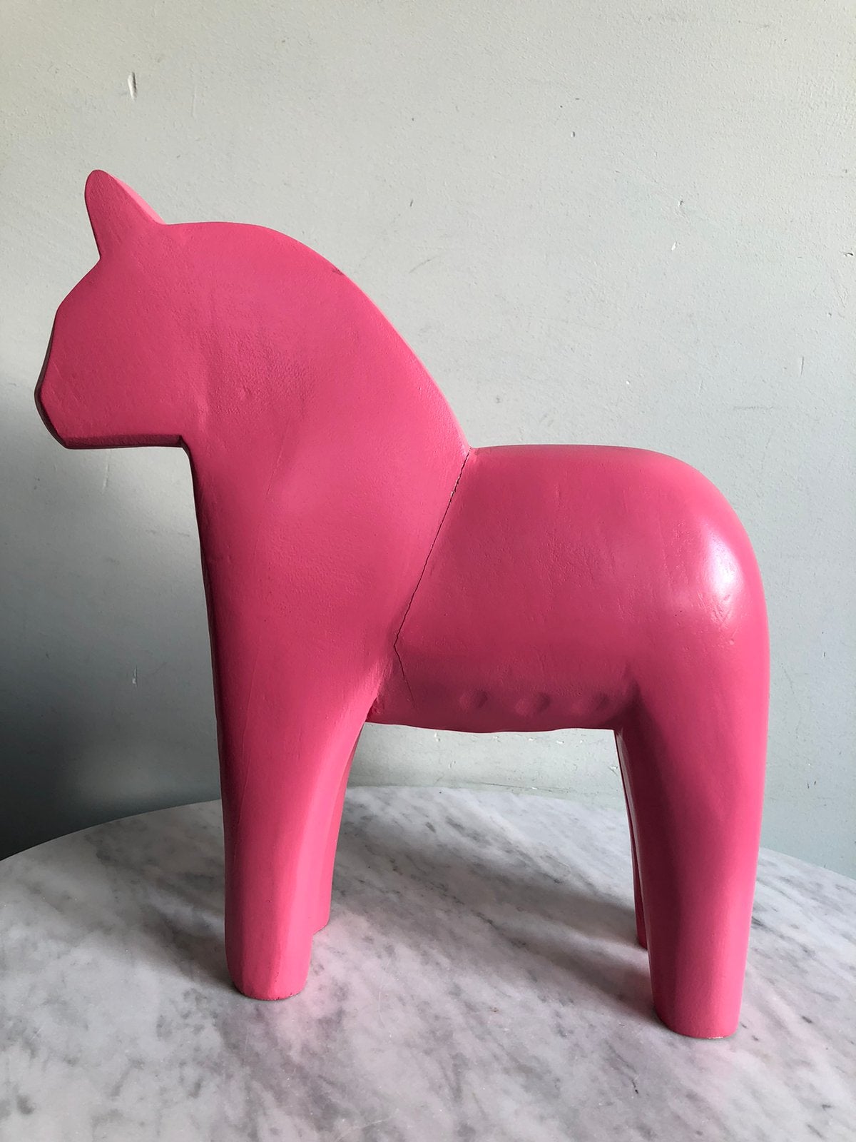 Vintage IKEA Finansiell roze houten XL Dala paard, 28 cm. H, Ophalen of Verzenden