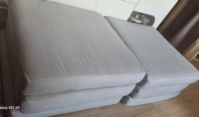Comfortabele grijze zitkussens (83x87cm), Ophalen, 75 tot 100 cm, Zo goed als nieuw, 75 tot 100 cm