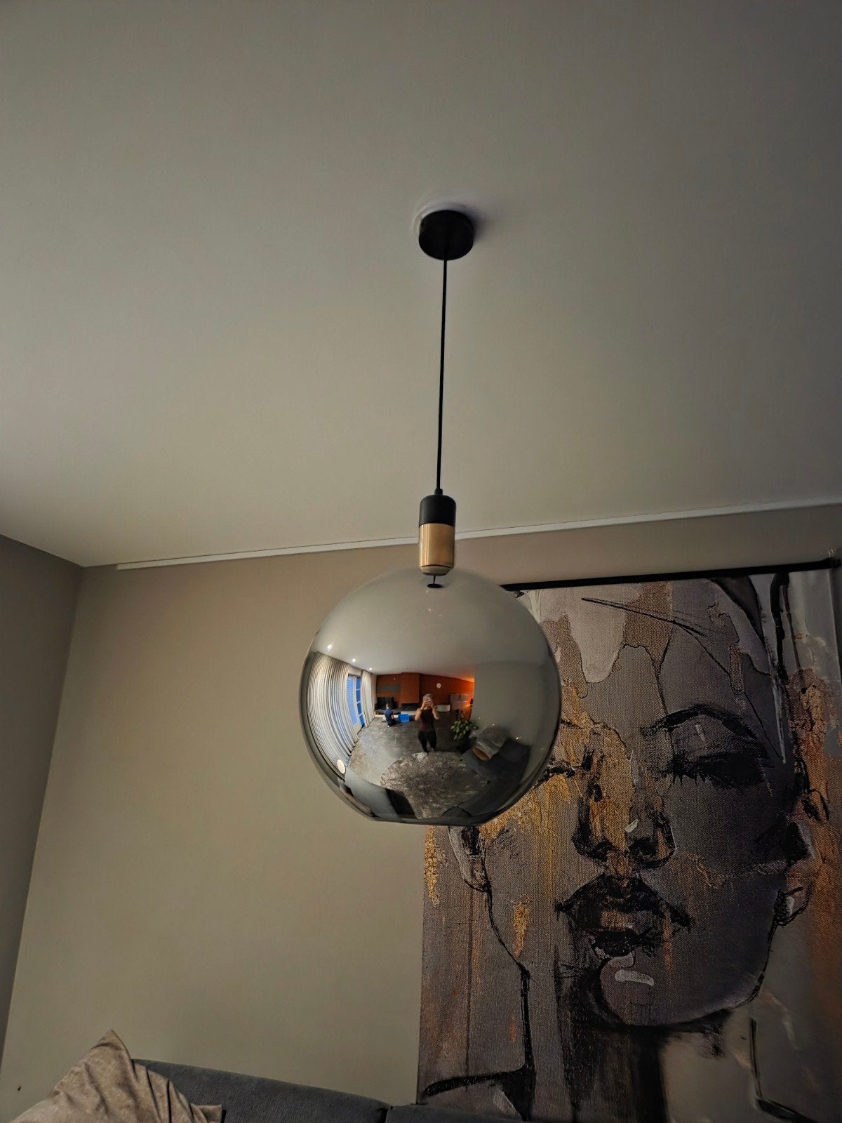 Bollamp met lichtbron, 40cm doorsnede, Ophalen, E27 (groot), Zo goed als nieuw, Glas