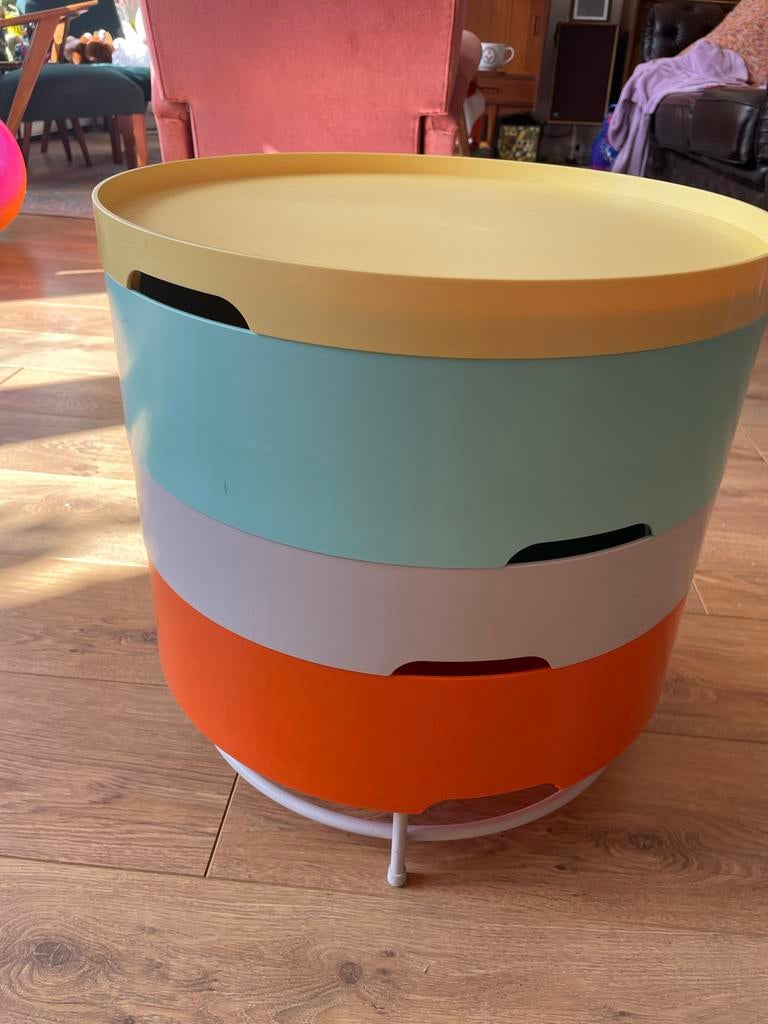 IKEA PS 2014 bijzettafel met opbergruimte, 45 tot 60 cm, Gebruikt, Rond, Ophalen of Verzenden