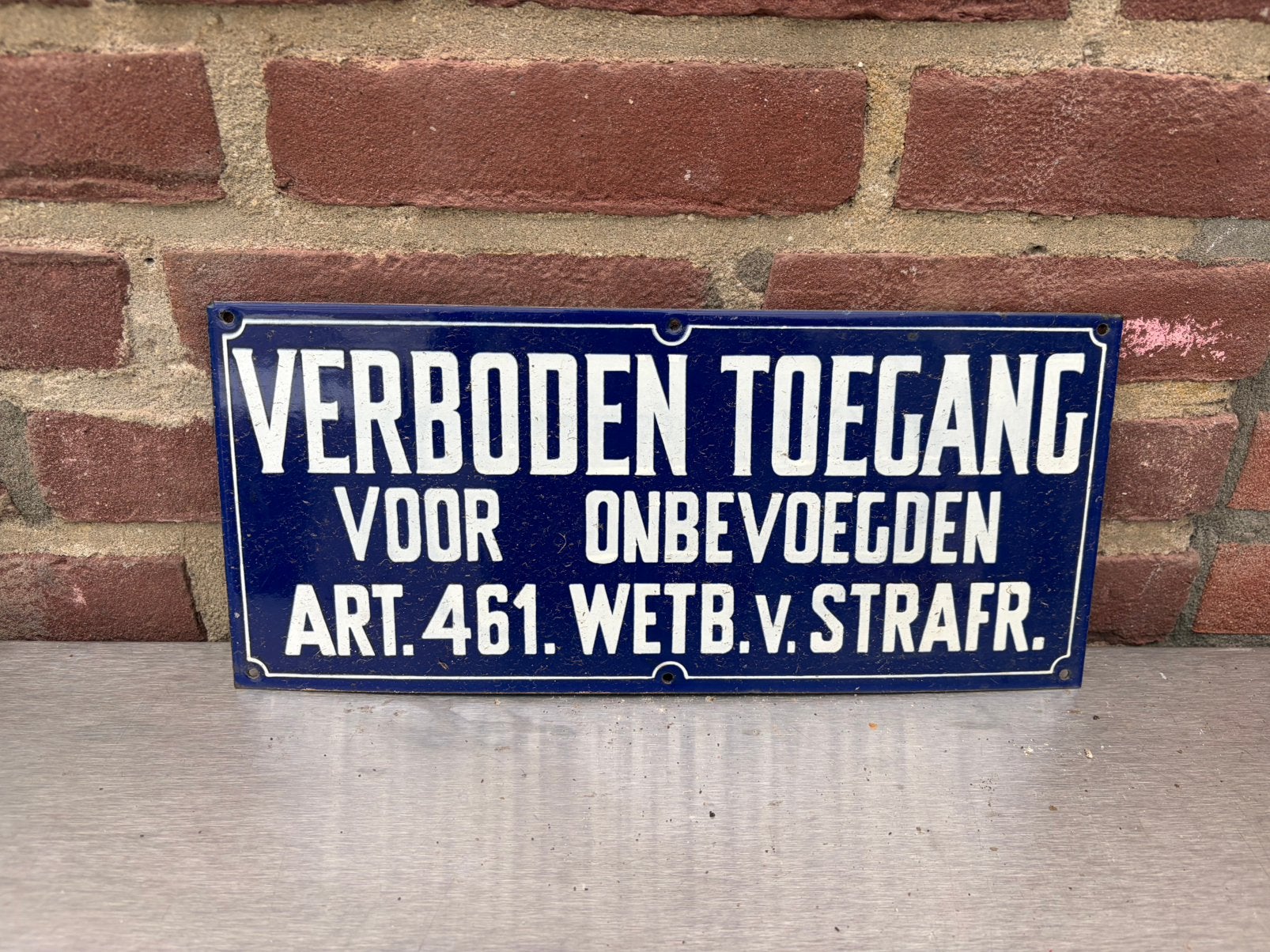 Verboden toegang emaille reclamebord, Ophalen of Verzenden, Zo goed als nieuw, Reclamebord