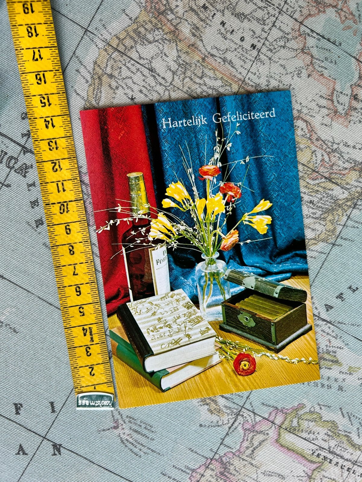 846. Vintage stilleven kaart drank boek sigaar, Ophalen of Verzenden, 1980 tot heden