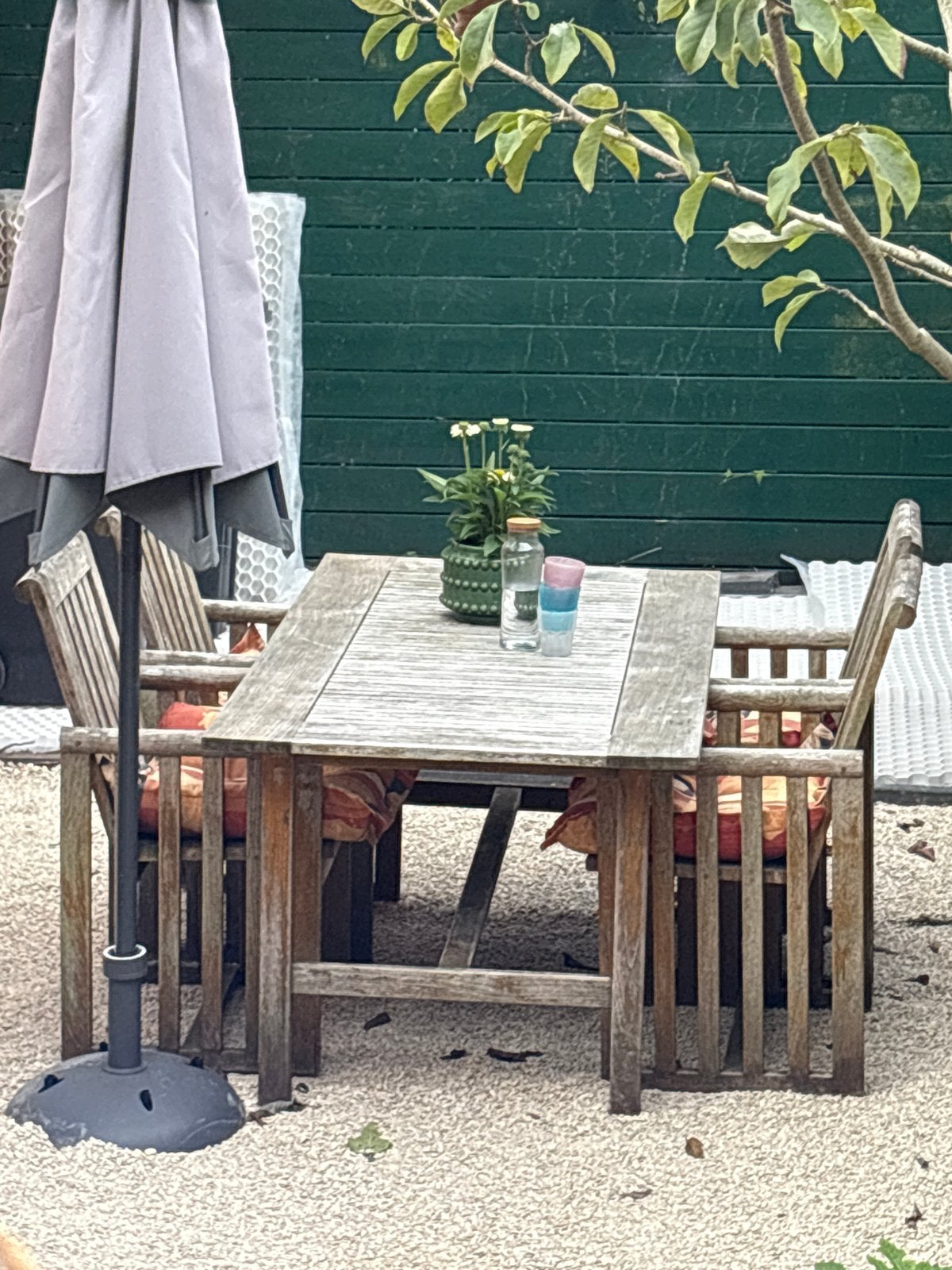 Houten tuinset met 4 zitplaatsen, Tuin en Terras, Ophalen, 4 zitplaatsen, Gebruikt, Eettafel
