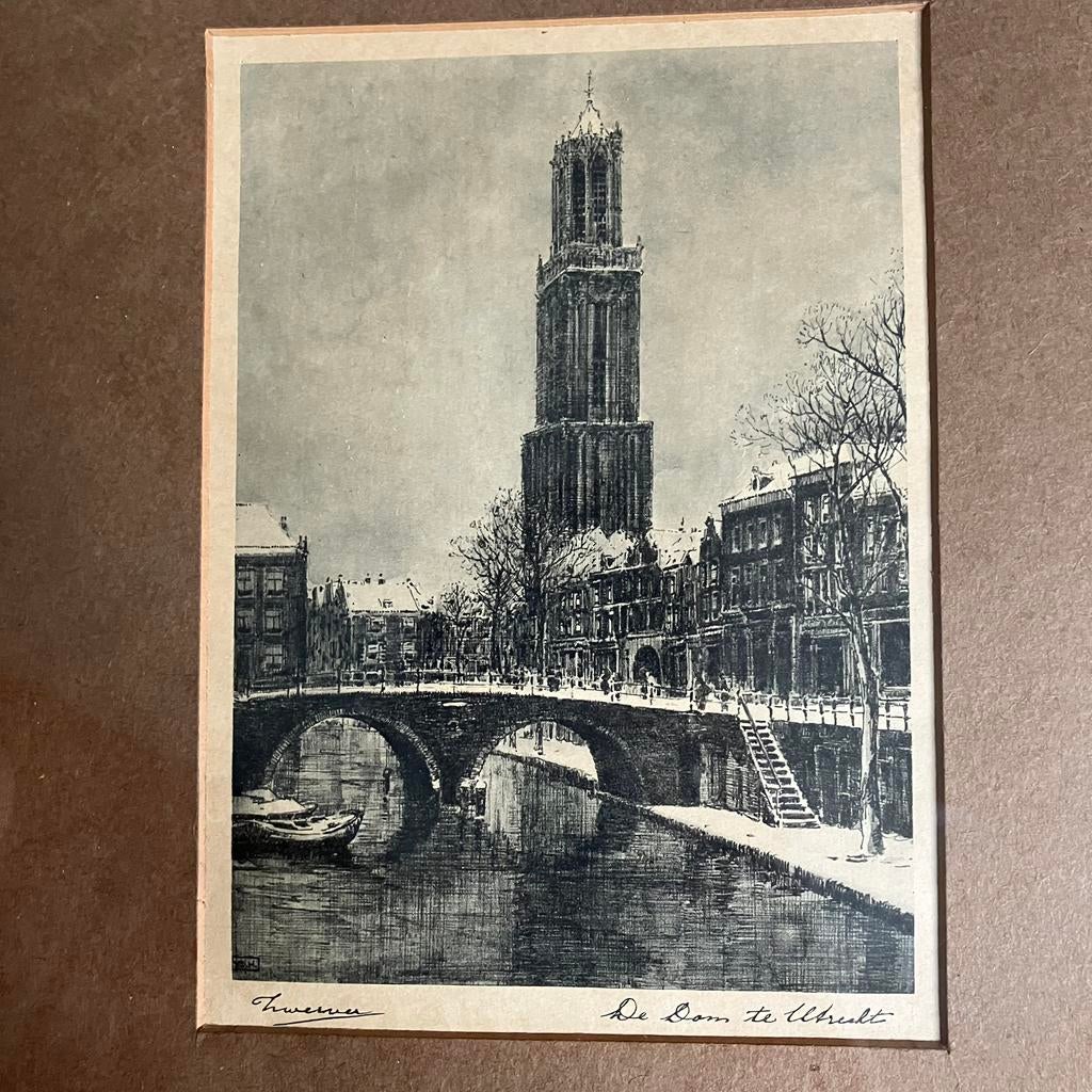 Jan Zwerver (1907 - 1973) - domtoren Utrecht, Antiek en Kunst, Kunst | Etsen en Gravures, Ophalen of Verzenden
