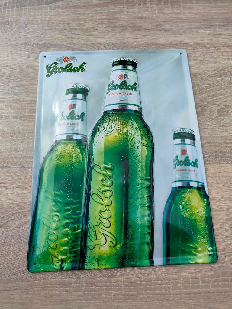 Grolsch Reclamebord - Vintage Metalen Wanddecoratie, Ophalen of Verzenden, Zo goed als nieuw, Reclamebord, Plaat of Schild, Grolsch