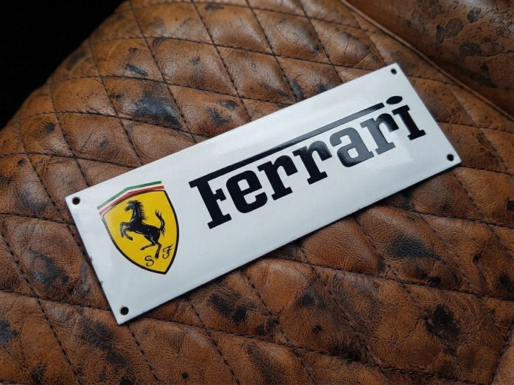 Emaille Reclamebord FERRARI Garage Dealer Plaat Vintage Auto, Verzenden, Gebruikt, Reclamebord