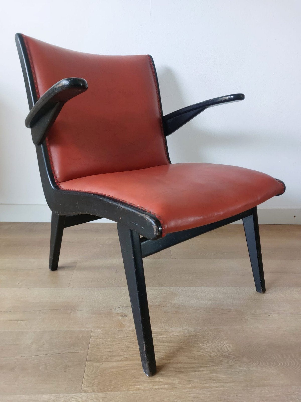 Vintage Fauteuil - Nederlands ontwerp, zwart en skai, Ophalen