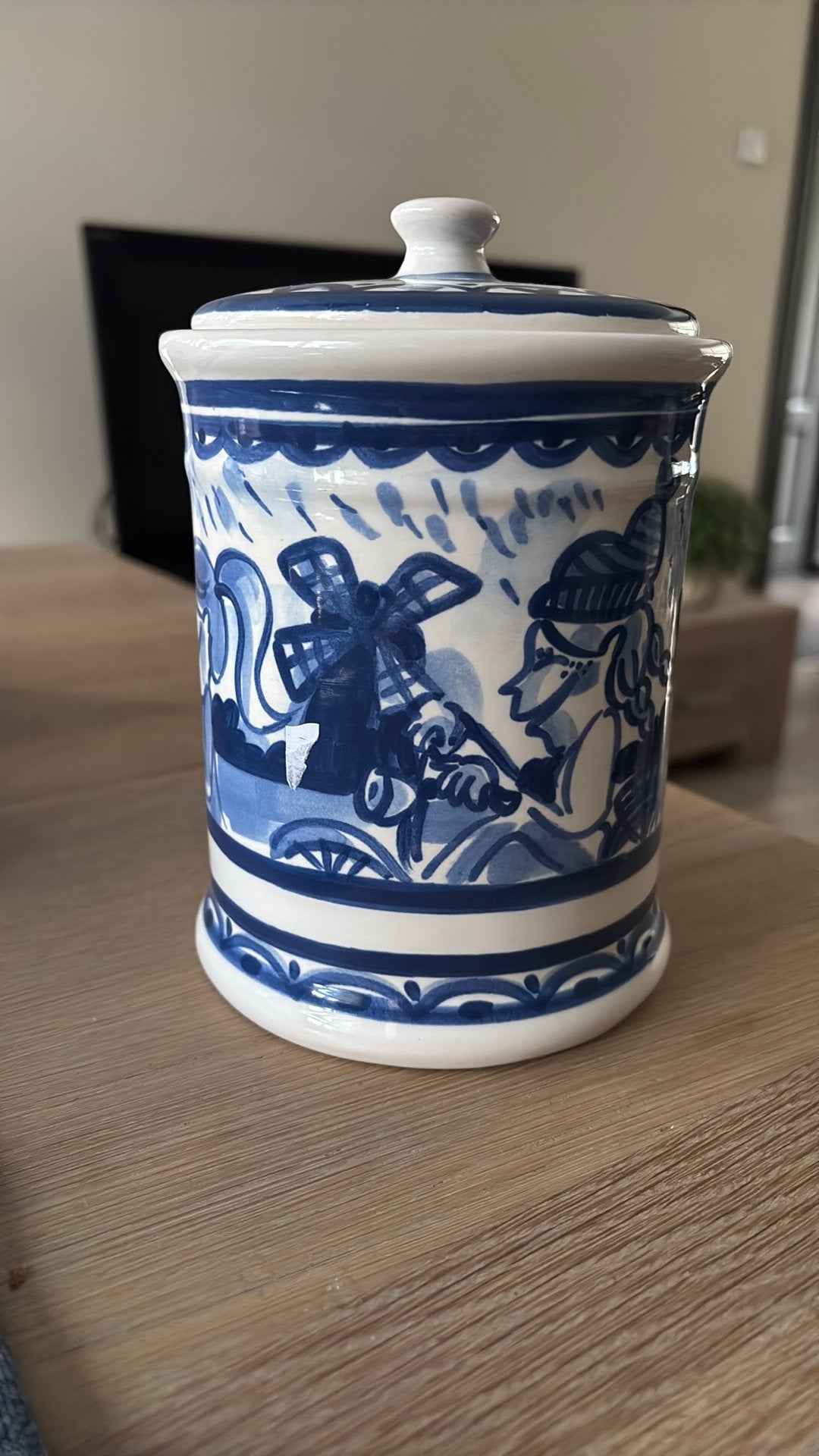 VoorraadPot met deksel, blond Amsterdam serie delfs blauw, Antiek en Kunst, Ophalen