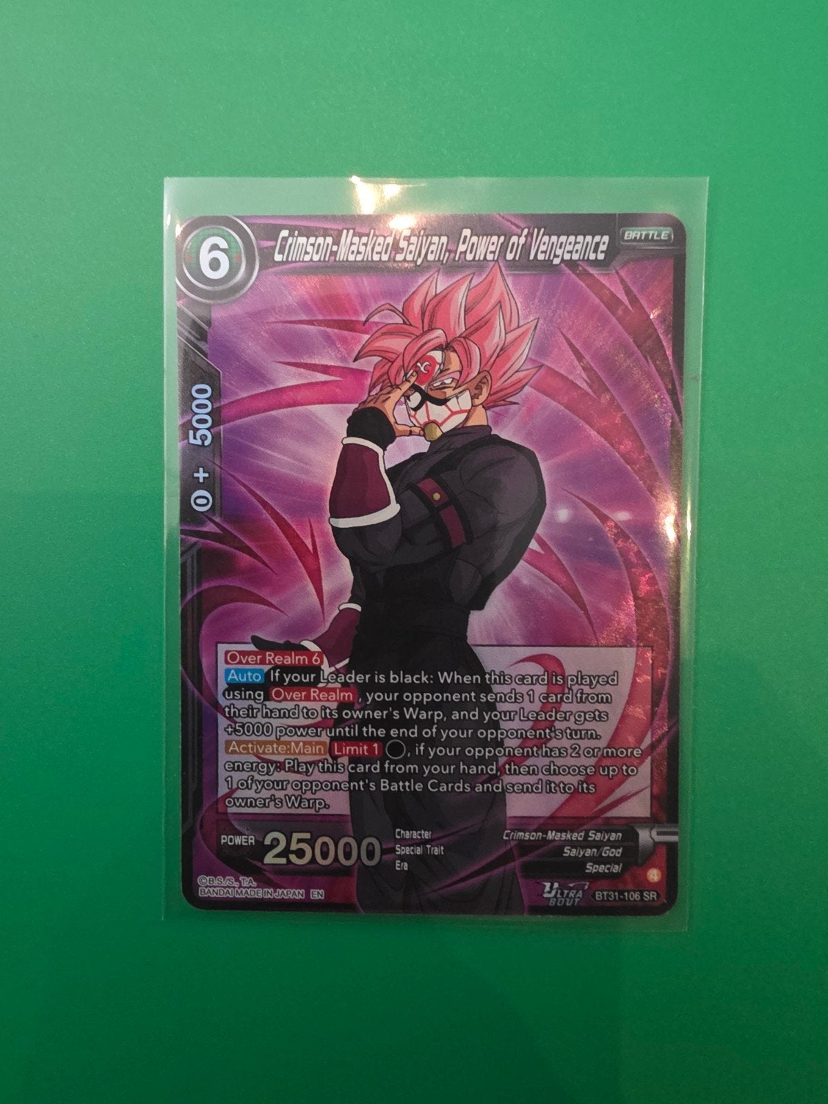 Dragon Ball - Crimson-Masked Saiyan BT31-106 SR, Ophalen of Verzenden, Zo goed als nieuw, Losse kaart