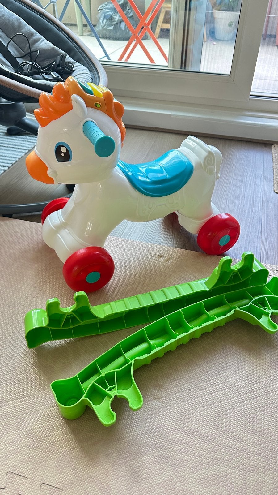 Clementoni Baby Rocky 3-in-1 hobbelpaard en loopauto, Ophalen, Zo goed als nieuw, Auto, Met licht