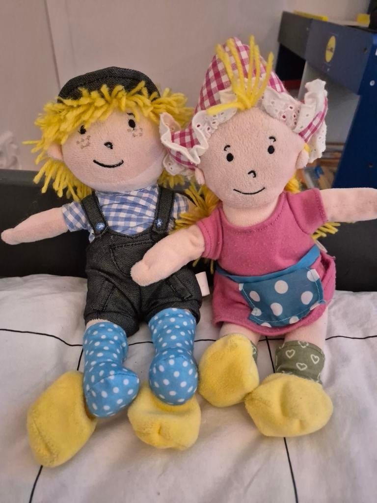 Leuke stoffen poppen Fien & Teun, Ophalen of Verzenden, Gebruikt, Overige typen