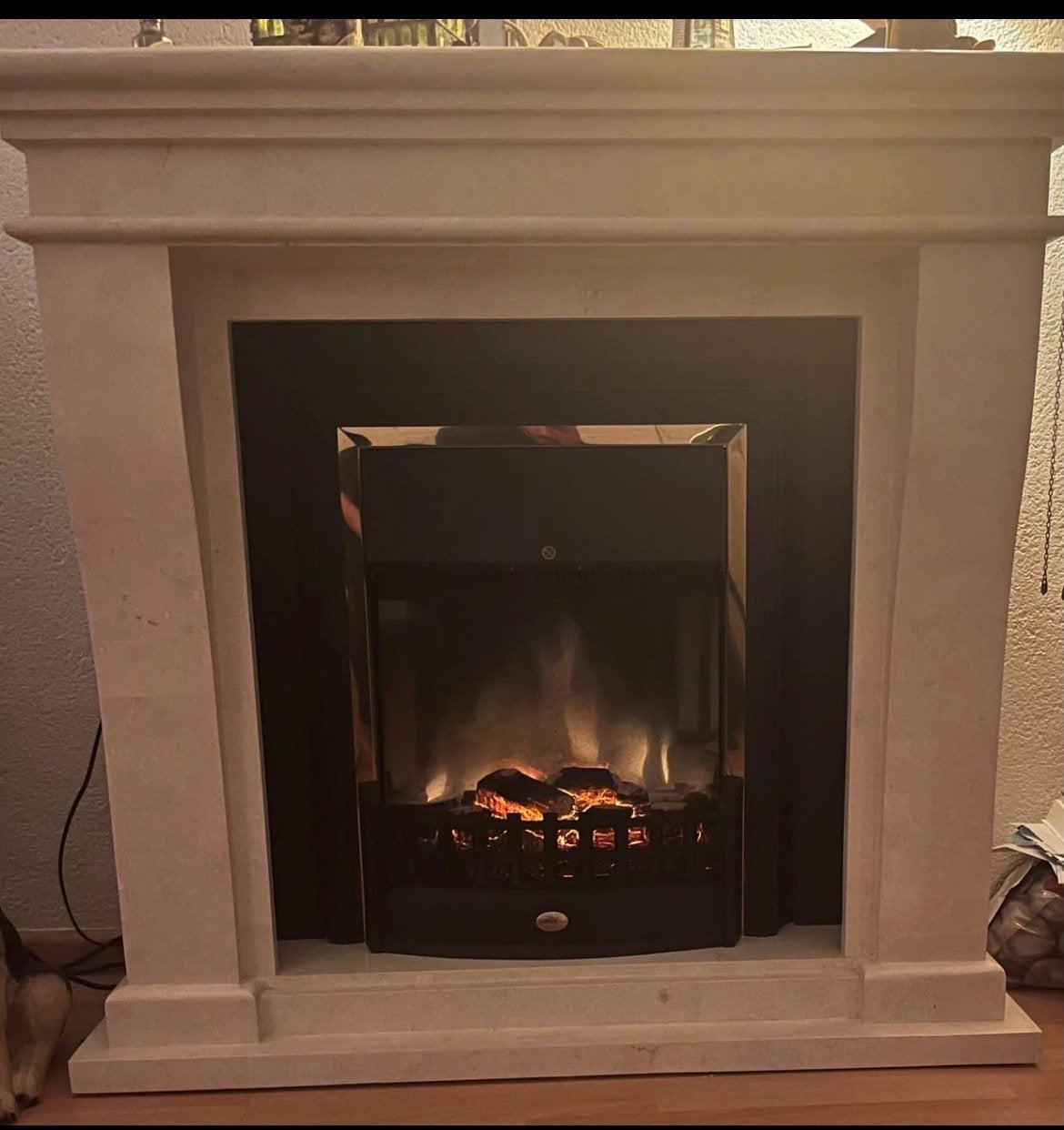 Elektrische haard met marmeren schouw - Zo goed als nieuw, Ophalen of Verzenden, Zo goed als nieuw, Inbouwhaard, Elektrische haard