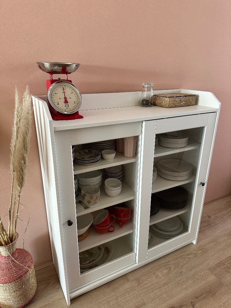 IKEA Hauga vitrinekast wit, Ophalen, Met deur(en), 100 tot 150 cm, 100 tot 150 cm