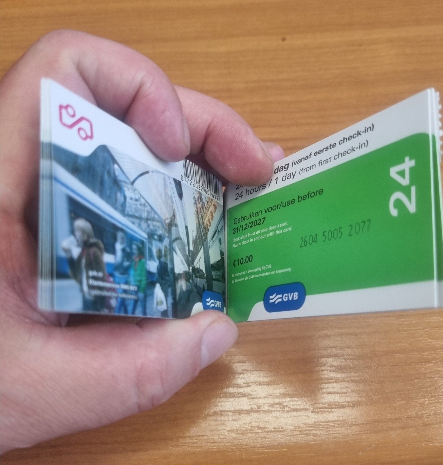 Boekje van 10 Dagkaarten OV Amsterdam geldig tot 31/12/2027, Eén persoon, Bus, Metro of Tram, Nederland, Algemeen kaartje