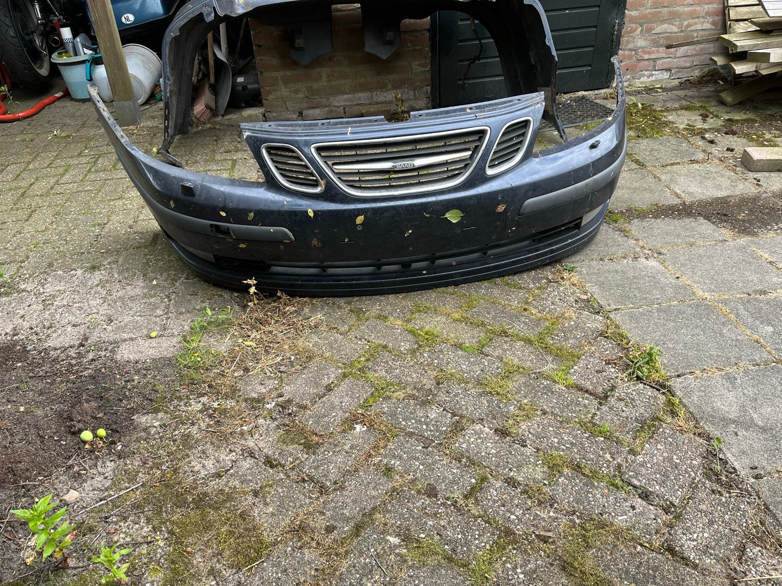 Saab 9-3 Bumper Voor en Achter Nocturne Blue 2005-2007, Gebruikt, Voor, Ophalen of Verzenden, Bumper