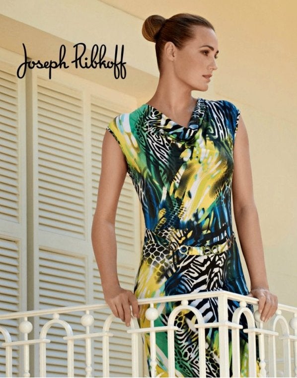 Joseph Ribkoff elegante gekleurde stretch jurk mt 42 ZGAN, Kleding | Dames, Jurken, Overige kleuren, Verzenden, ., Maat 42/44 (L)