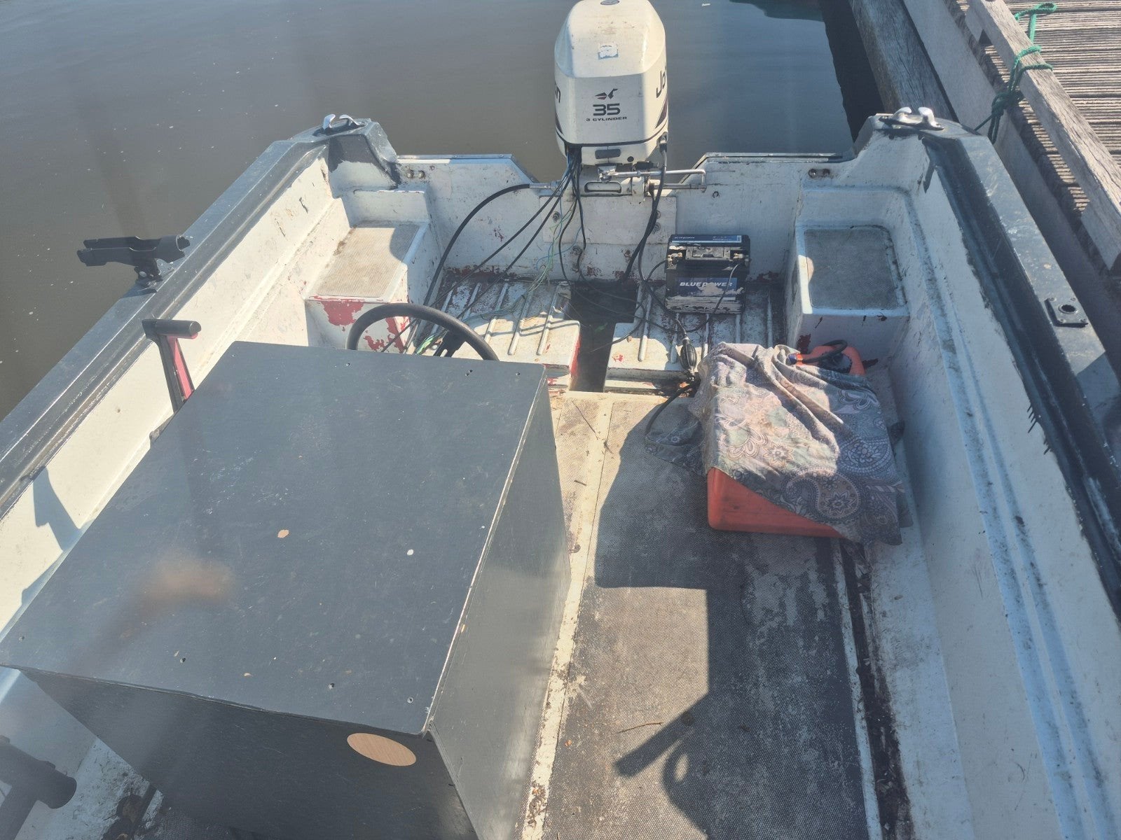 visboot polyester 35pk, Ophalen of Verzenden, Gebruikt, Overige typen, Motorboot